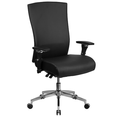 Flash Furniture Hercules Office Chair, Black Back, 28-1/2 in W 25" L 47-1/2" H, Leather Seat GO-WY-85H-1-GG